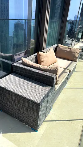 5 piece Outdoor rattan large sofa bed set with cushions - good condition