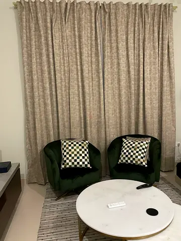Pair of green velvet armchairs - good condition