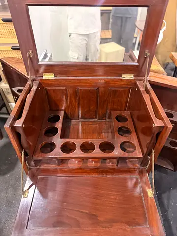 Solid Wood Freestanding Bar Cabinet with Glass Holder and Storage