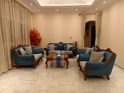 Traditional Arabic Royal Blue Sofa Set