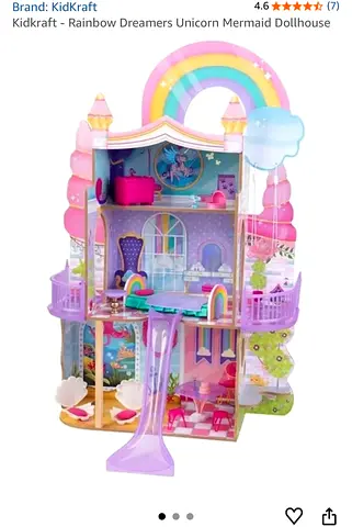 KidKraft Rainbow Dreamers Unicorn Mermaid 3-Level Dollhouse - Good Condition