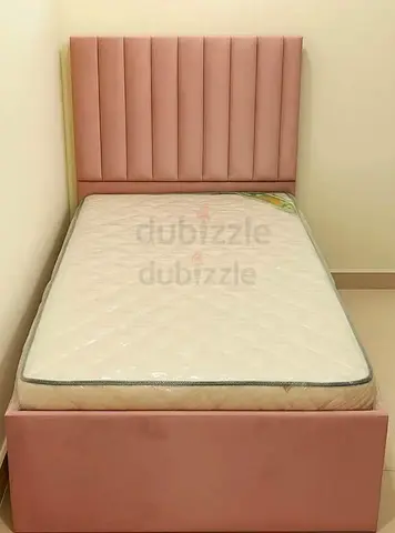 New fabric wooden single Size 90×190 Bed with Madical Matress Available