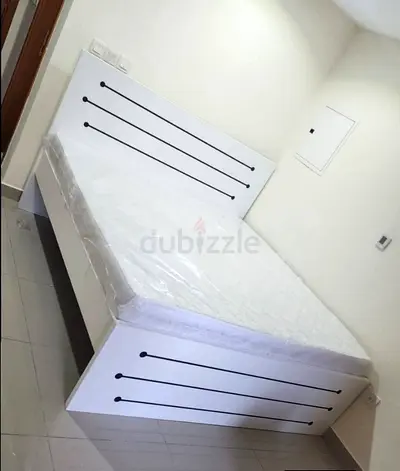 Modern White Double Bed with Mattress