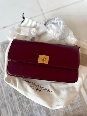 Golden Goose burgundy leather shoulder bag with gold clasp - brand new