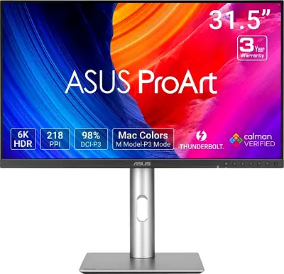 ASUS ProArt Display 6K PA32QCV Professional Monitor: 32-inch (31.5-inch viewable), IPS, 6K