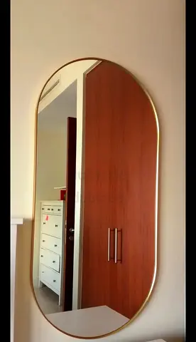 Large Oval Gold Framed Wall Mirror - Modern Decorative Mirror