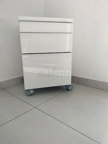 White 3-Drawer Mobile Office Pedestal Cabinet