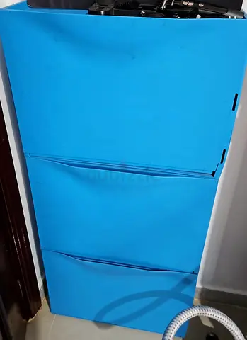 Lightweight 3-Drawer Plastic Storage Cabinet - Blue (2 Nos)