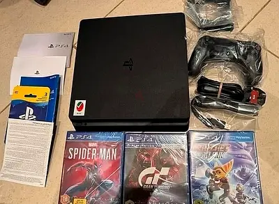 Sony PS4 Slim Gaming Console 4tb Black l 500gb&Dual Shock 4 Controller + 3 games & 3 Month Membrship