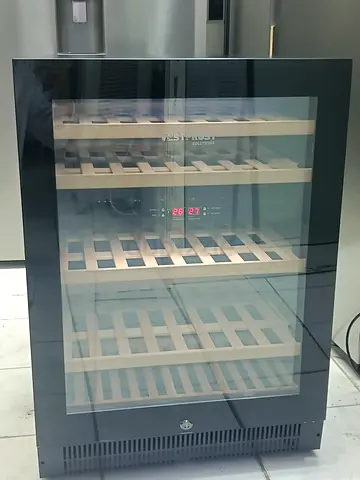 Vestfrost WFG47 Dual-Zone Wine Cooler, 44 Bottle Capacity, 134 L Net, LED Lighting, Wooden Shelves,