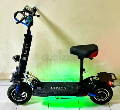 Crony electric scooter with seat LED lights display system