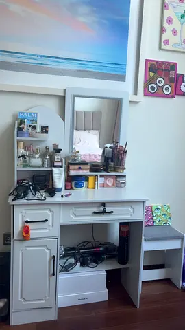 White Dressing Table with Mirror, Drawers and Stool - Good Condition
