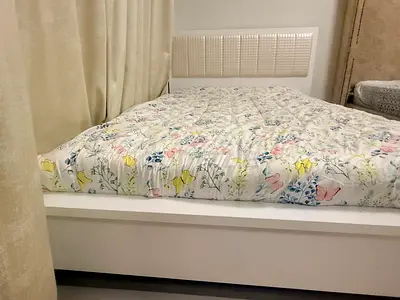 Made in Turkey,White cushioned Platform Bed Frame 120*200 -  (Good Condition)