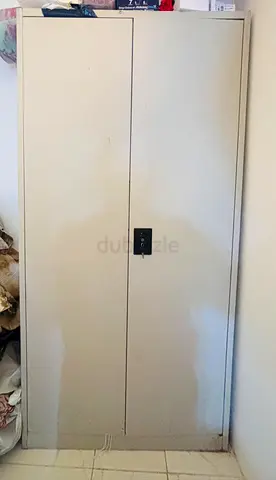 Beige Metal Storage Cabinet / Wardrobe - 2 Doors, Lockable