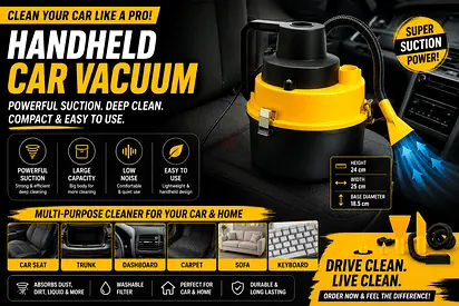 Portable Car Vacuum Cleaner | High Suction Power | 12V | Car  Home Use
