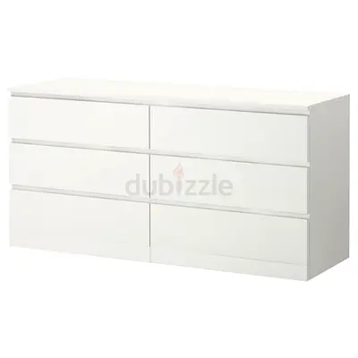 Ikea White 6-Drawer Dresser / Chest - Clean Modern Design