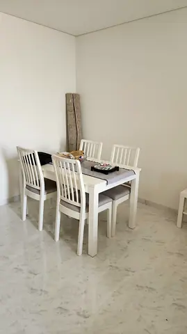 White 4-Seater Dining Table with Chairs - Good Condition