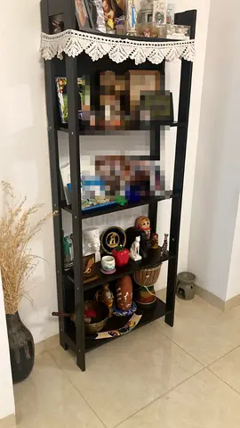 Tall 5-Shelf Wooden Display Unit / Bookcase - Dark Brown