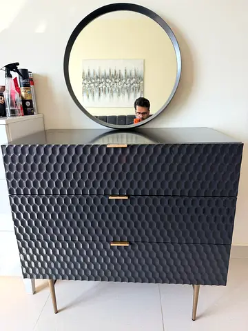 West Elm Audrey 3-drawer Dresser and round Mirror
