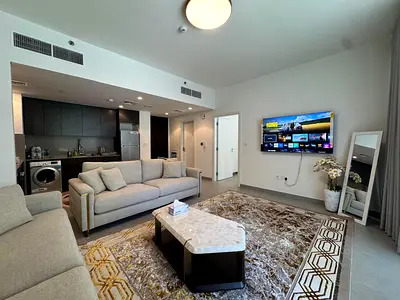Elegant Furnished 1Br Sukoon Brand New Building Ready to move Apt….Gated Community Free Gym Pool…