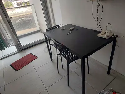 Simple Black Dining/Study Table with 2 Chairs - Good Condition