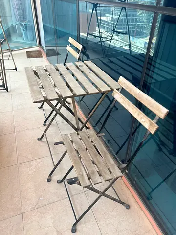 Wooden Folding Bistro Set – 2 Chairs and Table, Compact Outdoor