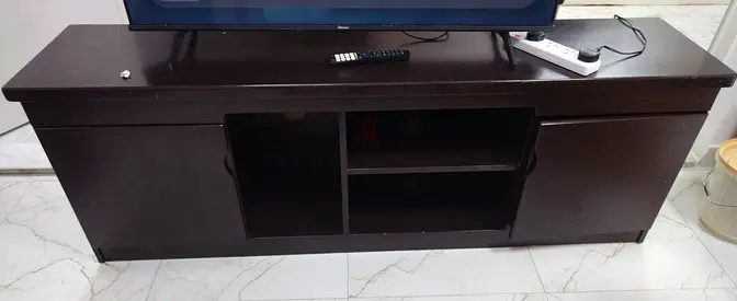 Dark wood TV cabinet / entertainment unit with storage, 1.8m
