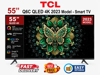 TCL 55 Inch Smart TV UAE - Q6C Mini LED 144Hz Gaming TV - FREE DELIVERY, INSTALLATION, WARRANTY