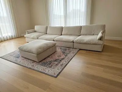 5 parts modular feather filled sofa with footstool