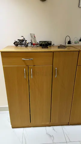 2 x Wooden Storage Cabinet with Drawer and Doors