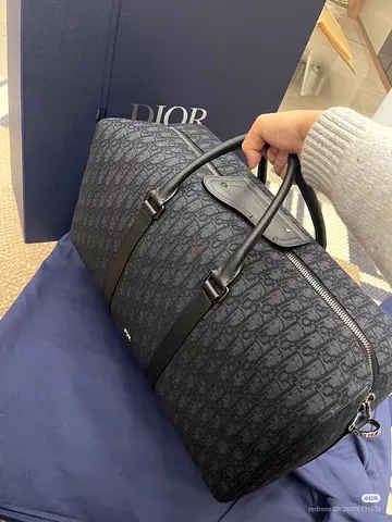 Christian Dior Oblique Duffle Bag - Black/Gray