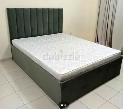 New fabric wooden Queen size 150x190 bed with Madical Matress Available