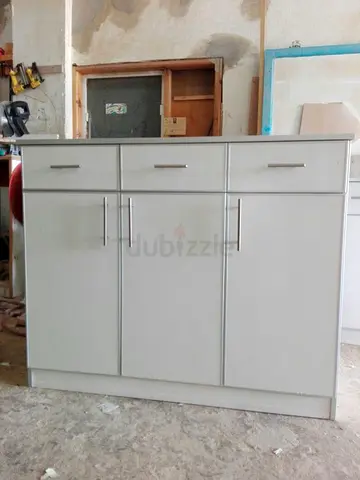 White 3-Door Cabinet with 3 Drawers