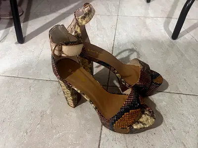 Three pairs of womens high heel platform sandals - size in photos