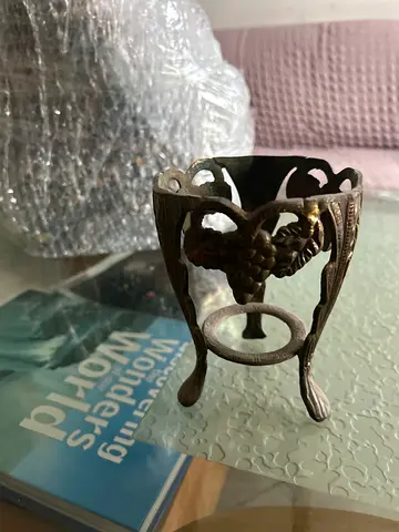 Vintage ornate brass glass or bottle holder / decorative stand