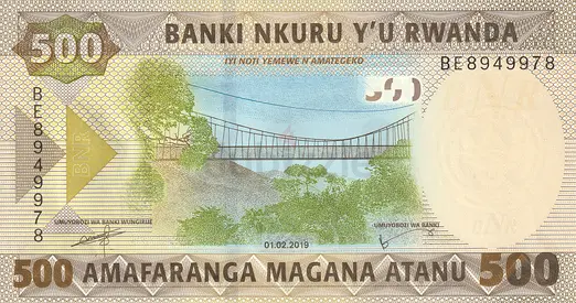 RWANDA 500 FRACNS BANKNOTE 2019