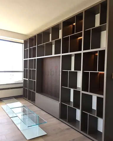 Large Modern Wall Unit / Built-in Bookcase with TV Niche