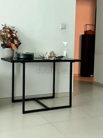 Black metal frame table - Outdoor and indoor . Size -110x60 cm