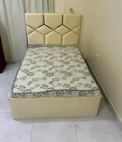 Single Bed with Padded Headboard and Mattress
