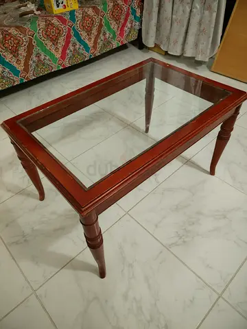 Wooden Glass Top Coffee Table - Classic Design