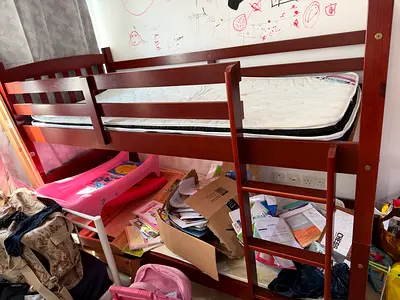 Solid Wood Single Bunk Bed with Ladder - Used