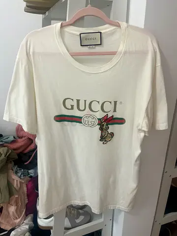 Limited edition White Gucci bunny logo cotton T-shirt - size label visible