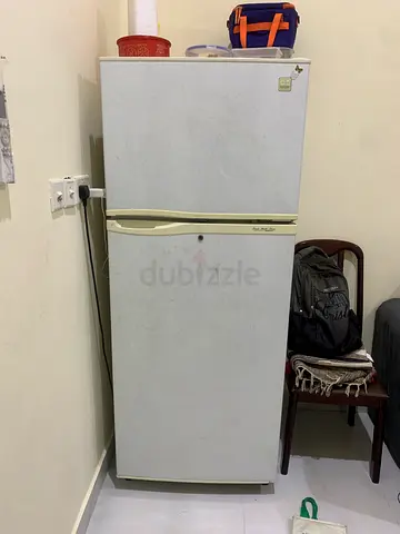 Two-door vertical refrigerator, door damaged