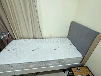 Single bed frame with mattress and upholstered headboard - good condition