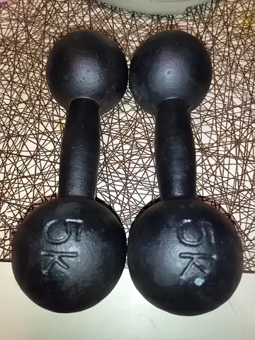 Pair of 5kg cast iron dumbbells