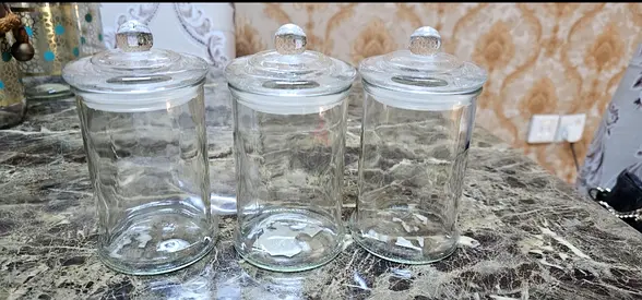 Set of 3 Clear Glass Storage Jars with Lids