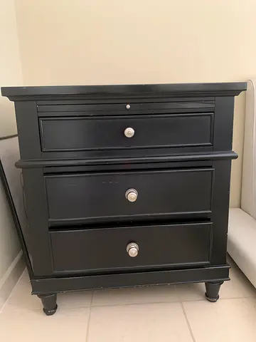 Solid Black Wooden Side Table / Bedside Cabinet