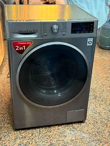 LG 2-in-1 Front Load Washer Dryer 8kg/5kg - Silver, Good Condition