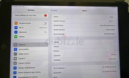 Used Apple iPad 9th gen wifi (with Home button) - very Good Working Condition