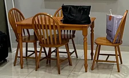 Solid Wood Dining Table with 4 Matching Chairs - Very Good Condition